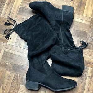 Madden Girl Prissy Black Thigh High Boots